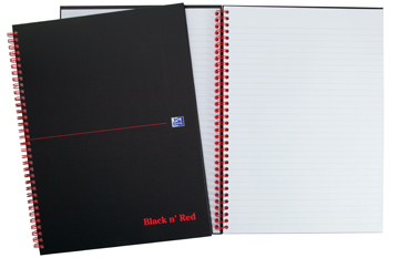 Spiraalboek Oxford Black n' Red hardcover A5 gelijnd 280blz