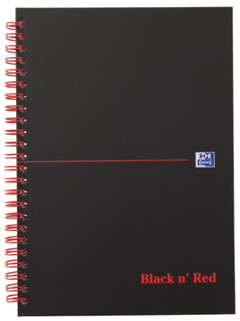 Spiraalboek Oxford Black n' Red hardcover A5 geruit 280blz