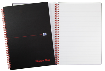 Spiraalboek Oxford Black n' Red PP A4 gelijnd 280blz