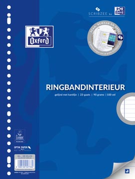 Ringbandinterieur Oxford School A4 gelijnd 100vel blauw