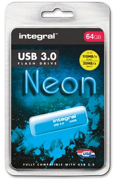 USB-stick Integral Neon 3.0 64GB blauw