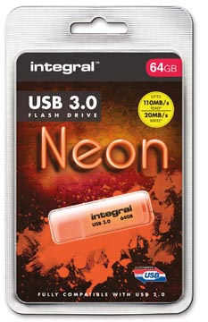 USB-stick Integral Neon 3.0 64GB oranje