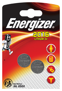 Knoopcelbatterij Energizer Lithium CR2016 3V (2)