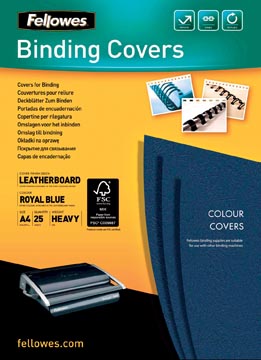 Schutblad Fellowes linnen A4 250g royal blauw (25)