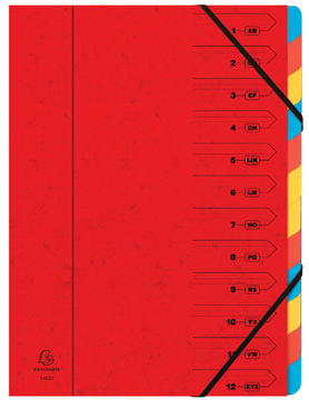 Sorteermap Exacompta karton A4 12-vaks rood