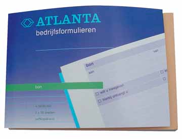 Bonboekje Atlanta nederlandstalig genummerd 1-50 10,5x14,8cm A6 2-voud zelfkopiërend 50bl