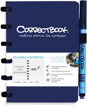 Schrift Correctbook A6 gelijnd herbruikbaar blauw