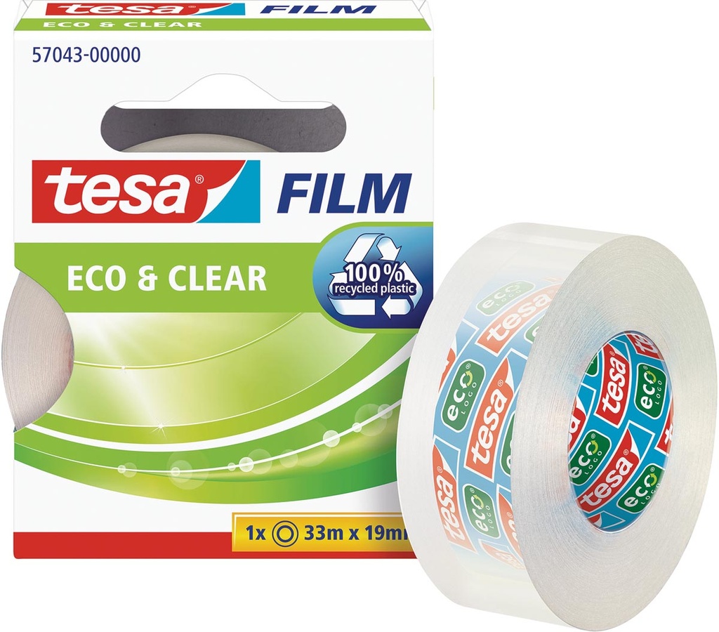 Plakband Tesa Tesafilm Eco&Clear EcoLogo 19mmx33m voor kleine afroller