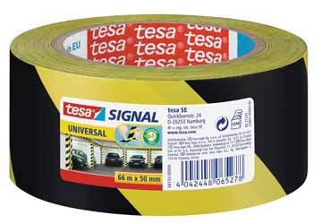 Signalisatietape Tesa 50mmx60m geel/zwart