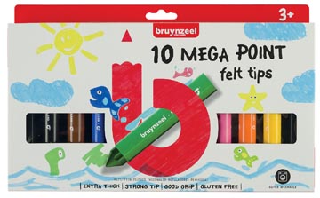 Viltstift Bruynzeel Kids Mega Point assorti (10)