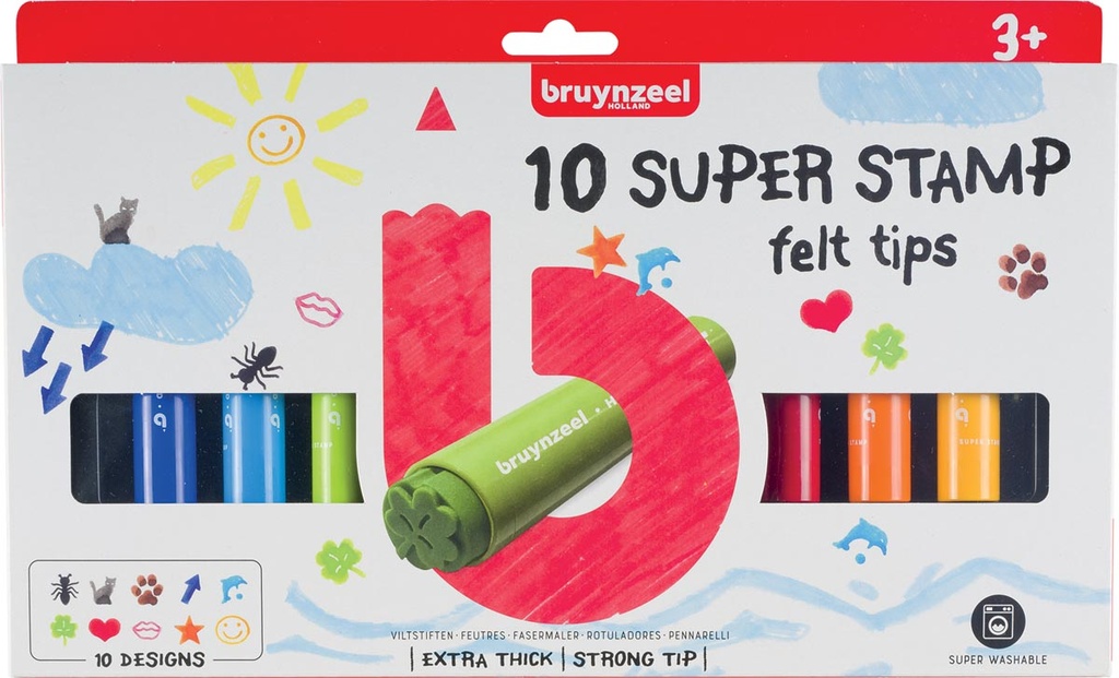 Viltstift Bruynzeel Kids Super Stamp assorti (10)