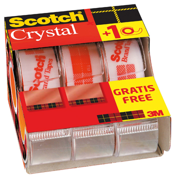 Plakband Scotch crystal 19mm x 7,5m (2+1)