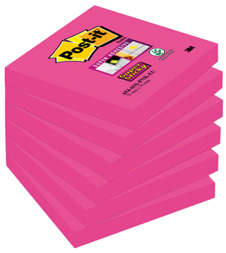 Memoblok Post-it Super Sticky 76x76mm fuchsia (6)