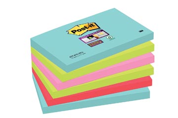 Memoblok Post-it Super Sticky Miami 76x127mm assorti (6)