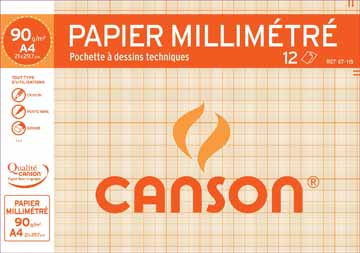 Millimeterpapier Canson A4 90gr 12 vel