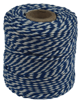 Katoentouw 50gr - 45m blauw/wit