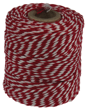 Katoentouw 50gr - 45m rood/wit