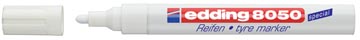 Permanent marker Edding E8050 voor op banden ronde punt 2-4mm wit