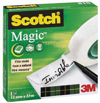 Plakband Scotch Magic Tape 12mm x 33m voor kleine afroller