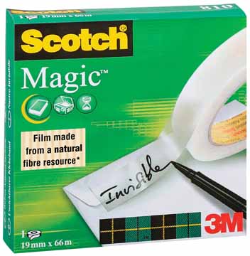 Plakband Scotch Magic Tape 19mm x 66m voor grote afroller