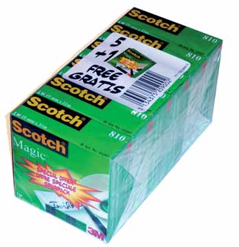 Plakband Scotch magic tape 19mm x 33m (5+1) voor kleine afroller