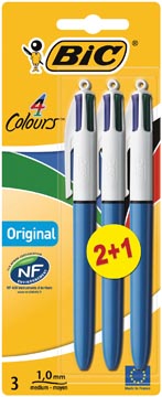 Balpen Bic 4 Colours blister 2+1 gratis