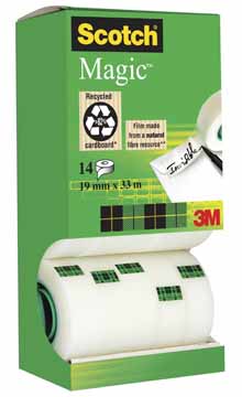 Plakband Scotch Magic Tape 19mm x 33m (12+2) voor kleine afroller