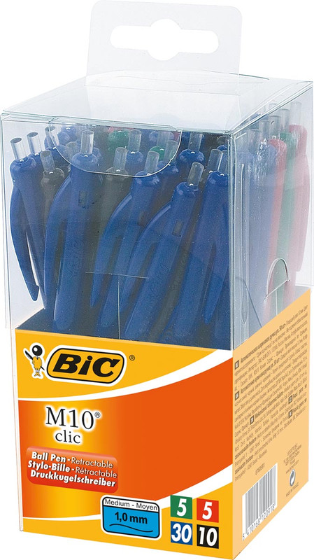 Balpen Bic M10 Clic Original r-g-b-z assorti (50)