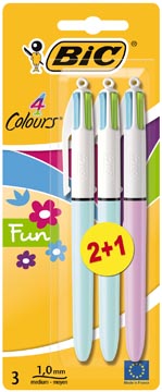 Balpen Bic 4 Colours Fashion assorti 2+1 gratis