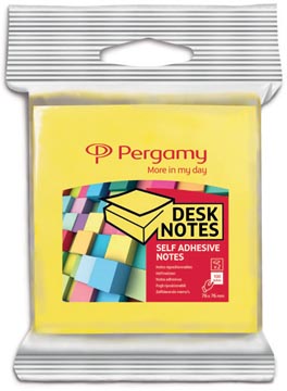 Memoblok Pergamy 76x76mm neon geel en neon roze (2)