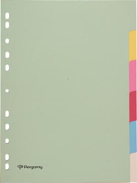 Tabbladen Pergamy karton A4 6 tabs 11-gaats assorti pastel