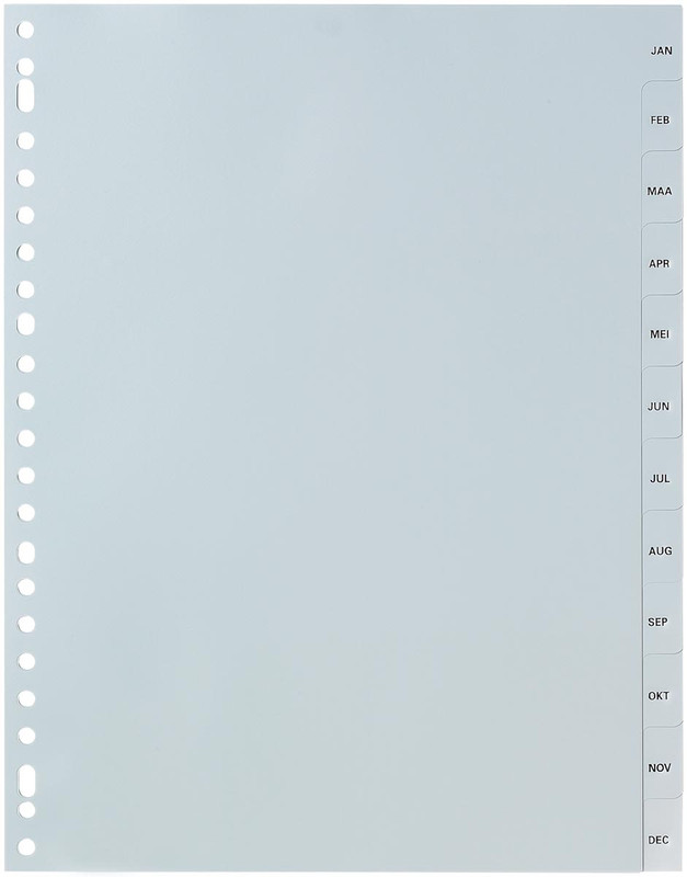 Tabblad Pergamy PP A4 23-gaats jan-dec grijs