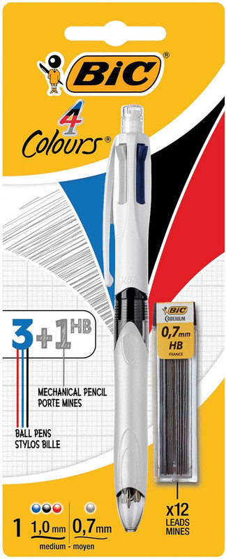 Balpen Bic 4 Colours 3+1 HB inclusief mines