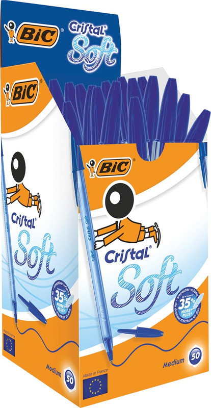 Balpen Bic Cristal Soft medium blauw (50)