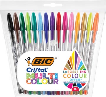 Balpen Bic Cristal Multicolour assorti (15)