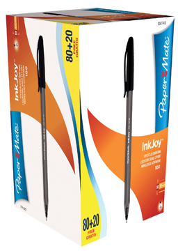 Balpen Paper Mate Inkjoy 100 medium 1,0mm zwart voordeelpack 80+20 gratis