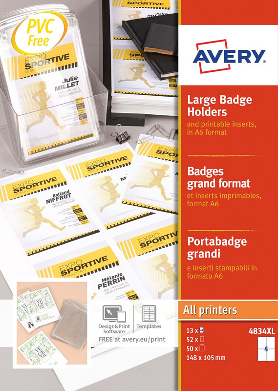 Badge Avery 168x105mm (50) inclusief 52 inserts