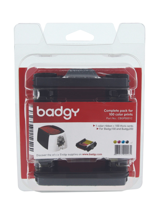 Kleurenlint Badgy voor badgeprinter 100 en 200 met 100 blanco kaarten 0,76mm