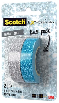 Scotch Expressions glitter tape, 15mm x 5m, assorti (2)