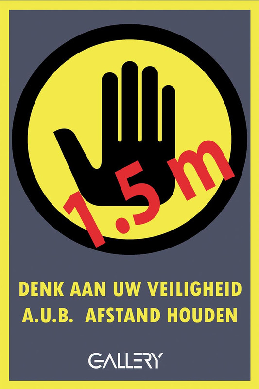 Waarschuwingssticker Gallery A5 "Houd afstand" nederlandstalig