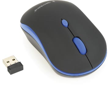 Muis draadloos Gembird optisch 4-knops met USB Nano ontvanger zwart/blauw