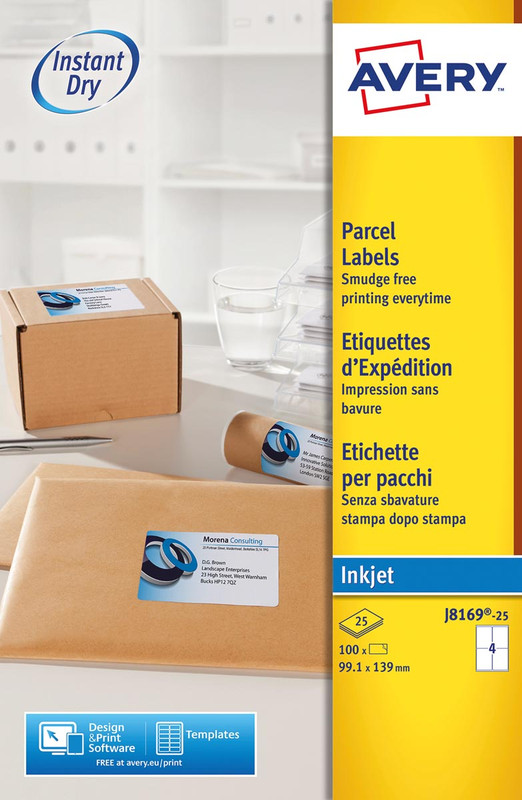 Etiket Avery Parcel 04 etik/bl 99,1x139mm voor inkjet wit (25)