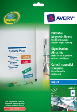 Magneetetiket Avery 18 etik/bl 78x28mm voor inkjet wit (5)