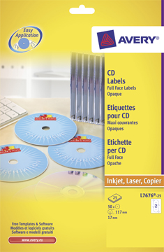 Etiket Avery Removable CD 02 etik/bl Ø117mm wit (25)