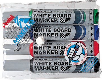 Whiteboardmarker Pentel Maxiflo ronde punt 6mm assorti (4)