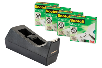 Plakbandafroller Scotch C38 zwart inclusief 4 rollen