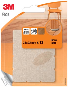 Viltjes 3M Extra soft 24x22mm beige blister (12)