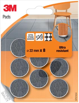 Viltglijders 3M Ultra Resistant diameter 22m grijs blister (8)