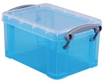 Opbergdoos Really Useful Box 0,7l transparant helblauw