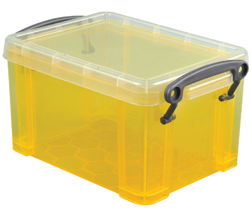 Opbergdoos Really Useful Box 0,7l transparant geel